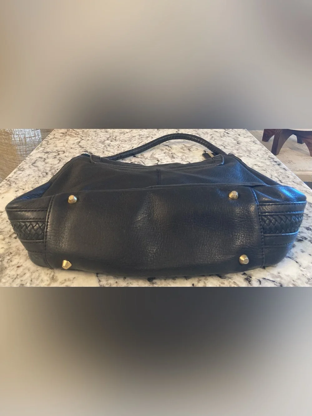 Antonio Melani Pebbled Leather Black Hobo Shoulder Bag